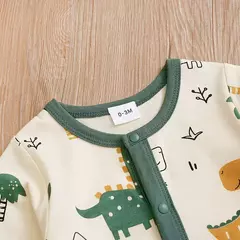 Macacão de algodão dinossauro dos desenhos animados para bebê recém-nascido, roupas de manga comprida, confortáveis e macias, meninos e meninas, 0-18, primavera e outono - loja online