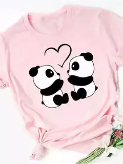 Maycaur-camiseta de manga curta para mulher, top solto com estampa de panda fofa, casual e solta, verão na internet