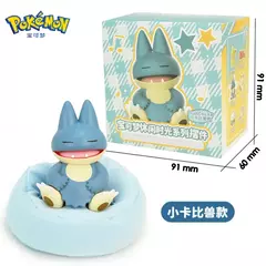 Genuíno conjunto pokemon modelo anime lazer tempo série figura slowpoke charmander gonbe rowlet interior do carro brinquedos de posição de dormir - comprar online