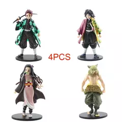 Imagem do Anime demônio slayer figura kamado tanjirou nezuko figuras de ação pvc modelo brinquedos zenitsu estatueta inosuke kimetsu não yaiba figura