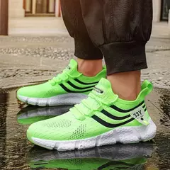 Sapatilhas esportivas de malha leve respirável masculina, tênis casual ao ar livre, tênis preto, corrida atlética, tênis para caminhada na internet