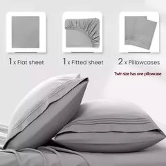 Battilo-Cama de casal Set Sheets, folha plana com Pillowscaso, Luxo Cooling, King and Queen, cama de tamanho completo, 4 PCs