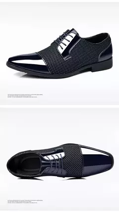 Tendência clássico masculino vestido sapatos para homens oxfords sapatos de couro patente rendas até formal couro preto festa de casamento shoes2023 na internet