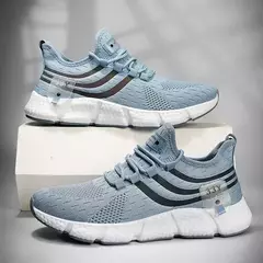 Sapatilhas esportivas de malha leve respirável masculina, tênis casual ao ar livre, tênis preto, corrida atlética, tênis para caminhada na internet