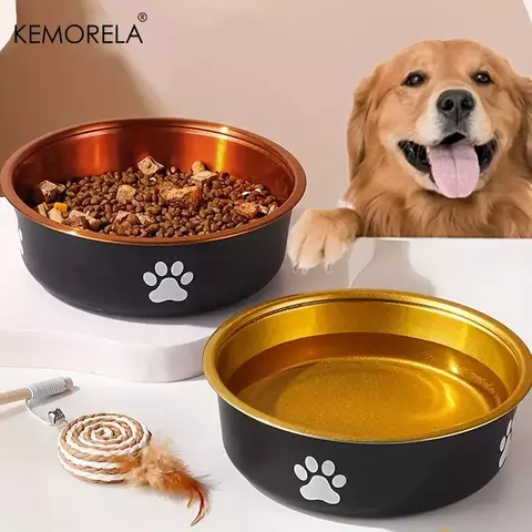 Tigelas antiderrapantes para cães, tigelas de alimentação para cães pequenos, médios e grandes e fontes de água, alimentadores para animais de estimação em aço inoxidável, acessórios para cães de estimação