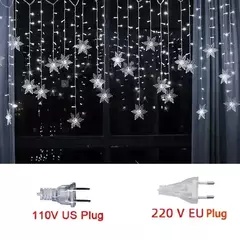 Imagem do Natal floco de neve LED string luzes piscando fada cortina luzes extravagante festa de feriado decoração de ano novo 2024