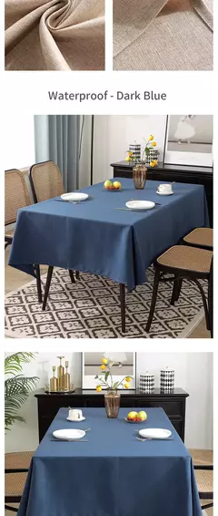 Tela resistente, moderna e simples e engrossada do linho do algodão do óleo impermeável da toalha de mesa de chá, cor sólida - loja online