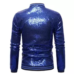 Brilhante Sequins Sparkle Bomber Jacket Homens 2023 Mais Novo Ouro Glitter Listrado Zipper Mens Jaquetas E Casacos Festa Dance Show Roupas na internet