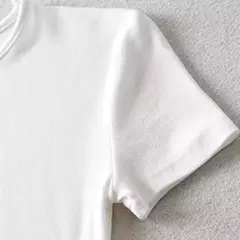 Imagem do Camiseta feminina com ajuste magro, manga curta apertada, camiseta com gola O, tops básicos de corte sólido, casual, verão