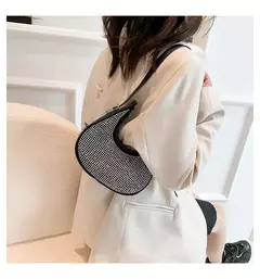 Bolsas transversais de couro PU de diamantes corrente para mulheres monocromáticas bolsas de ombro de verão femininas - comprar online