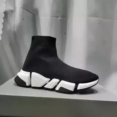 Confortável tecido de malha sapatos esportivos masculinos casuais deslizamento-em mocassins perna reta tubo meias tênis unisex verão salto baixo - loja online