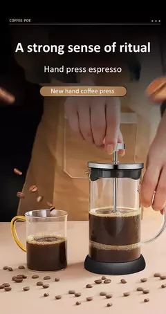 Cafeteira de vidro de aço inoxidável, French Press Coffee Potes, Hand Brewing Coffee Pot, Chá Brewing, Milk Pot para casa, 350-1000ml na internet