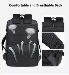 Mochilas expansíveis impermeáveis com porta de carregamento USB, Business National Flag Travel Bag, 17 "Laptop Bag, 40L