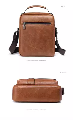 Bolsa de Ombro de Couro PU para Homens, Bolsas Crossbody, Business Flap, Mala Mensageiro Sólida Masculina, Bolsa de Viagem para iPad, 9.7 ", Brand