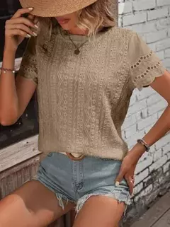 Camiseta feminina de algodão topos 2024 verão rua oco para fora simples cor sólida v camisa casual y2k t camisa branca blusa mujer moda - Wolf Magazine