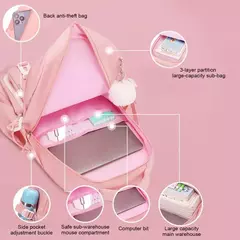 School Bag Set Inclui Study Bag e Pencil Case, Mochila de grande capacidade, Charme impermeável dos desenhos animados, Mochila de viagem ao ar livre, 3 pcs na internet