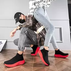 Tênis de sola grossa antiderrapante para mulheres, sapatos respiráveis, sapato de grife, meias de tênis, luxo leve, feminino na internet