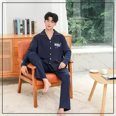 Conjunto de pijamas masculinos de algodão, pijamas masculinos, pijamas adolescentes, roupas de casa, alta qualidade, design de moda, outono, primavera, novo