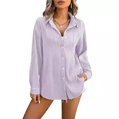 Imagem do Blusas vintage grandes para mulheres, camisas soltas casuais para jovens, tops femininos monocromáticos, moda elegante, outono, 2024