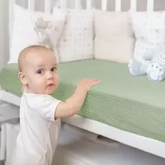 Conjunto de cama de algodão para bebê recém-nascido, cor lisa, musselina, berço cabido folha, lençol berço - Wolf Magazine