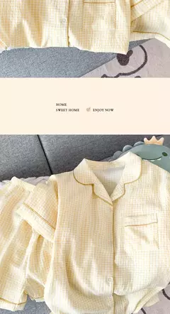 Pijama feminino de manga curta, roupas femininas, shorts de verão, roupas de vento doce, novo, 2 conjuntos - comprar online