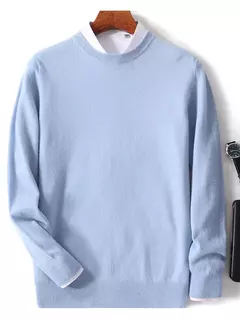Suéter de manga comprida com o pescoço, 100% lã merino, top solto quente, cor sólida, clássico, pulôver de malha, outono inverno - comprar online