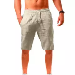 Shorts esportivos casuais masculinos, algodão e linho confortáveis, calças de jogging, moda verão - comprar online