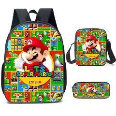 Super Mario Brothers Mario Escola Primária e Secundária Mochila Escolar, 3D Cartoon Mochila, Meninos e Meninas, Novo Filme, Conjunto de 3Pc na internet