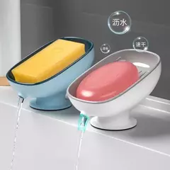 Imagem do Super ventosa saboneteira com drenagem de água para banheiro suporte de sabão kithcen esponja recipiente de sabão suprimentos do banheiro