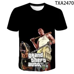 3D Grand Theft Auto imprimindo camisetas para homens e mulheres, camiseta gráfica do Game Gta 45, tops de mangas curtas, camisetas para crianças, verão, novo - loja online