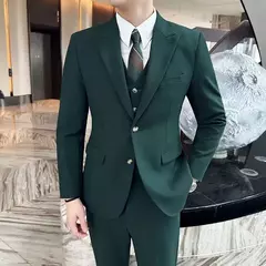 Terno masculino de negócios e lazer de três peças, noivo e melhor homem, jaqueta de casamento, colete e calças, 4 temporadas, 2024 - comprar online