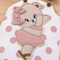 MiniFox-Vestido de urso rosa Romper e Dots para bebês, vestido suspensor para recém-nascidos, vestidos de urso dançante, fofos na internet
