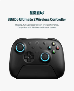 Controlador de jogos sem fio 8BitDo Ultimate 2 para PC e Android com joysticks TMR, gatilhos comutáveis, controle de movimento, 8 velocidades - comprar online