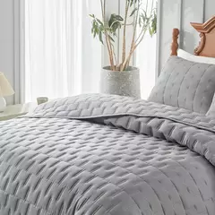 Conjunto de colcha, capa de cama de poliéster + fronha, colcha de verão acolchoada bege, verde liso queen king 176*230cm 3 peças personalizadas - comprar online