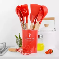 Produto comestível antiaderente silicone utensílios de cozinha turner espátula colher de madeira lidar com prático ferramenta de cozinha utensílios de cozinha na internet