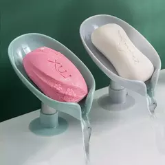 Folha Forma Dreno Sabão Titular Box, Ventosa Bandeja, Secagem Rack, Chuveiro Esponja Container, Cozinha e Banheiro Acessórios, 2PCs