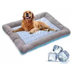 Tapete fresco para animais de estimação com cama para cães e gatos | Material de seda gelada macio para cama de praia para cães de produto para dormir no verão