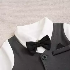 Imagem do 0-18m roupas para recém-nascidos cavalheiro bonito terno de festa formal algodão confortável macio primavera e outono manga comprida bodysuit do bebê