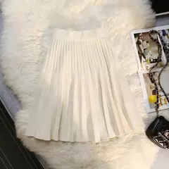 Míni saia plissada de malha feminina, cintura alta elástica, saia guarda-chuva linha A, casual sexy, curta, outono, inverno na internet