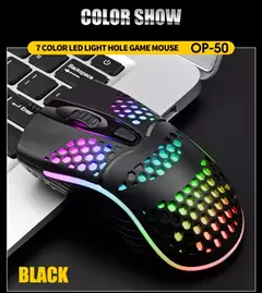 Cabo com fio jogos 7 respiração led luz traseira do mouse óptico usb computador escavado para fora ratos computador portátil desktop 4d pc uso doméstico escritório na internet