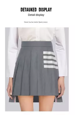 Terno estilo universitário para mulheres, quatro vestidos com barra, comprimento, tipo padrão, idade tecido, decoração, cinza, gênero