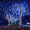 Impermeável LED Meteor Shower Rain Lights, Falling Raindrop, Fairy String Light para o Natal, Holiday Party, Patio Decor, 50cm, 30cm
