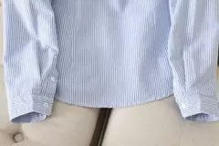 Camisa Oxford feminina casual de algodão, blusa e tops para senhora, camisas listradas brancas e azuis, roupa de boa qualidade, nova, outono 2022