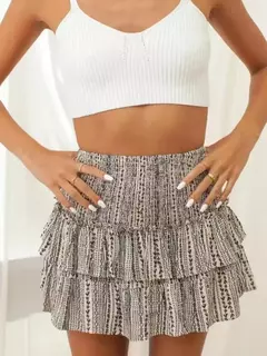 Saia curta plissada floral feminina, vintage, cintura alta, plissado, minissaia, férias femininas, vestido boêmio, verão, 2024 - loja online