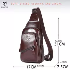 Imagem do BULLCAPTAIN-Bolsa de Peito de Couro Masculina, Grande Capacidade, Bolsa Mensageiro Casual, Classic, XB 127, Latest, 2023