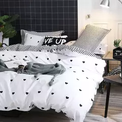 Coração Imprimir Conjunto de cama reversível, Duvet Cover Set, microfibra, moderno Quilt Cover, Zipper Closure com 2 Fronhas, King Size - comprar online