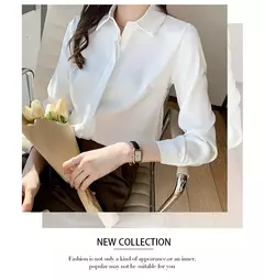 Primavera e Verão das Mulheres Manga Longa Commuter Profissional Sólida Chiffon Camisa Mulheres Tops Blusa Mulheres Camisas De Mujer C348 - Wolf Magazine
