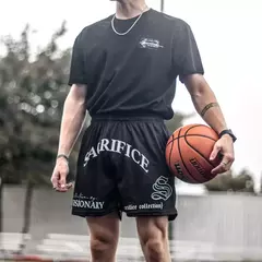 Calções Esportivos de Malha Respirável Masculina, Calções de Treino, Roupa Fitness, Secagem Rápida, Estilo Americano, Tendência da Moda - loja online