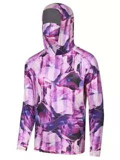 Imagem do Camisa de pesca com capuz masculina, roupas ao ar livre, capuz com máscara de verão, proteção solar UV