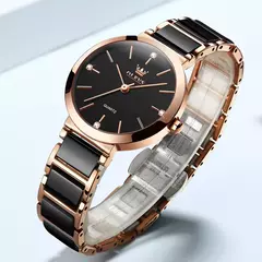 OLEVS-Moda Feminina Relógio Elegante, Movimento Japonês, Pulseira Cerâmica, Pulseira Feminina de Luxo, Relógios Quartzo, Presentes - comprar online